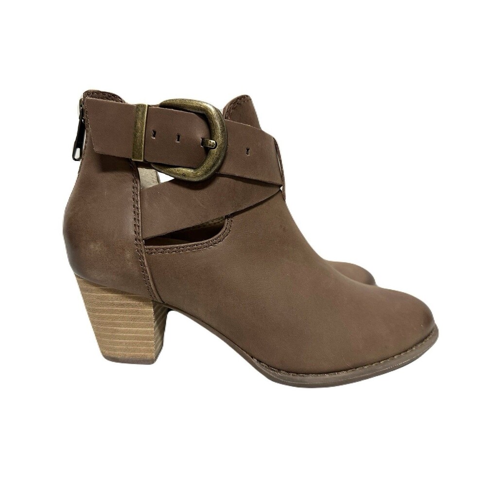 Vionic Rory Womens Size 6.5 Upright Ankle Boot Brown Leather Arch Support Insole - Picture 2 of 9